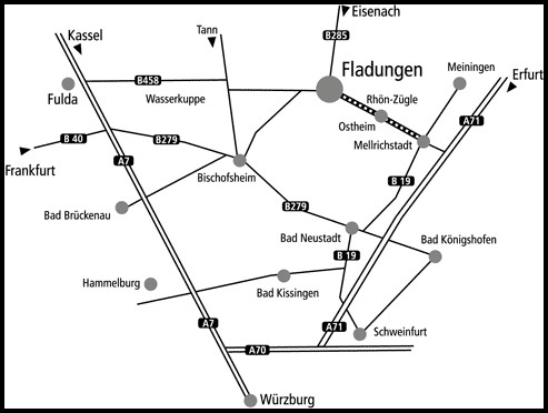 Anfahrtskarte zum Freilandmuseum Fladungen