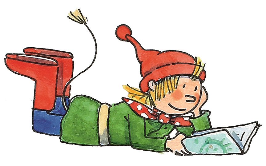 liegende und lesende Pixi-Figur