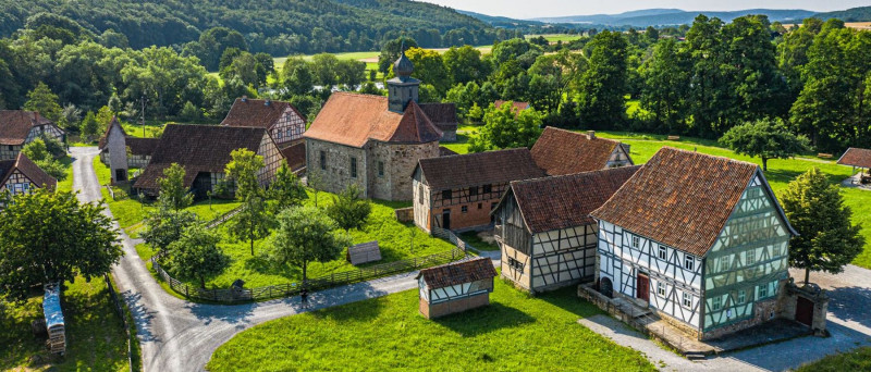 Luftbildaufnahme Museumsdorf Fladungen