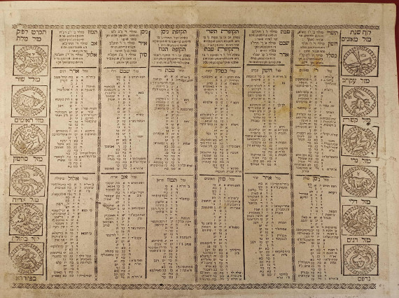 Hebräischer Wandkalender aus dem jüdischen Kulturmuseum Veitshöchheim